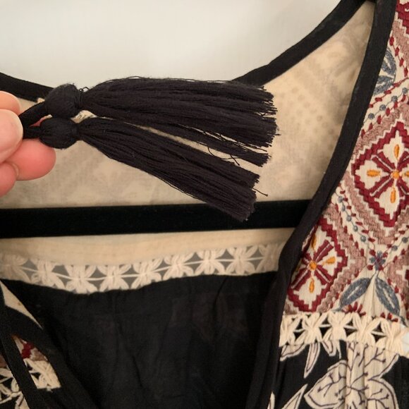Anthropologie Grasslands Midi Dress by Floreat Mixed Fabric Embroidered Size 4 - Picture 5 of 13